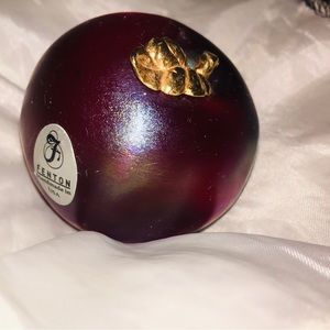 FENTON Crimson Glass Apple? I am going with PLUM. Sticker intact